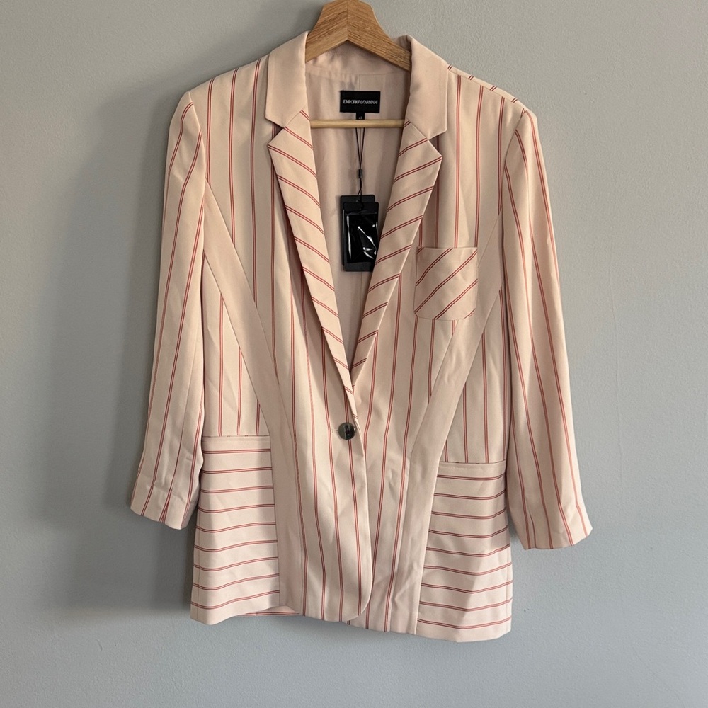 Emporio Armani Blush and Red Striped Blazer